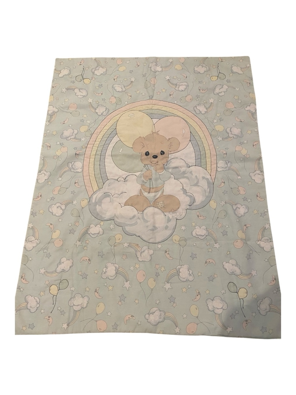 Precious Moments Teddy Bear Baby Quilt Patchwork Nursery Decor Vintage